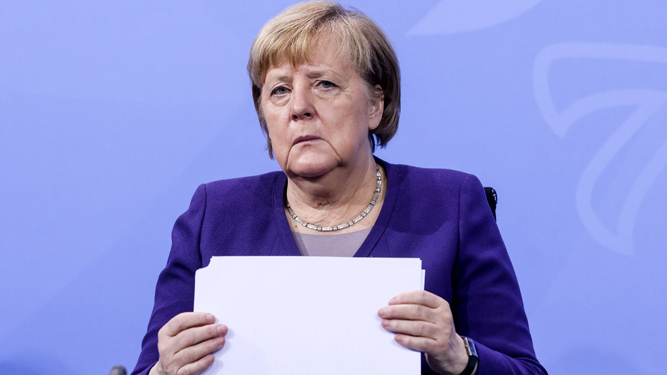 Angela Merkel, este jueves en Berlín.