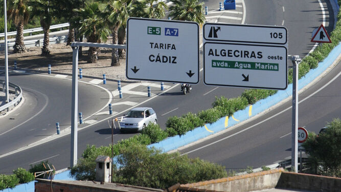La A-7 a su paso por Algeciras.