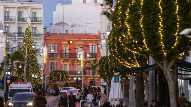 La calle Real, durante las fiestas navideñas.