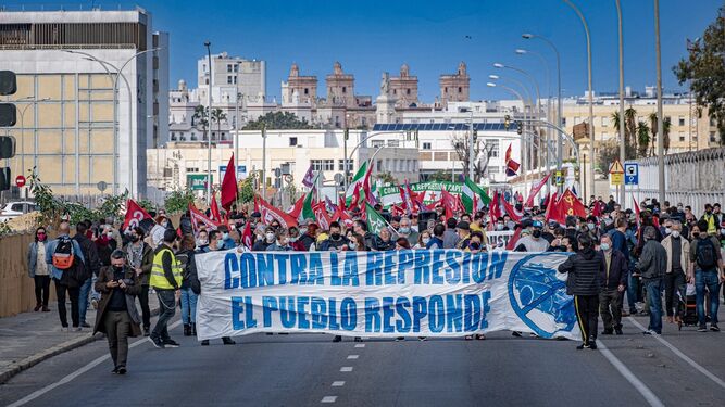Manifestación esta mañana en Cádiz.