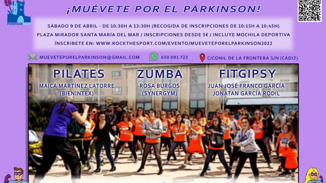 Cartel de la jornada deportiva de la Asociación Parkinson Cádiz.