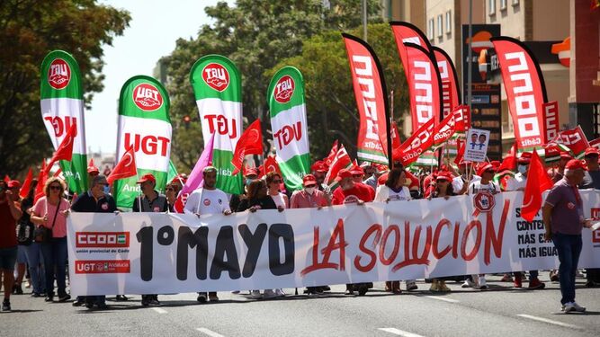 Manifestación de CCOO y UGT por Cádiz.