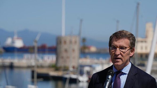 El presidente del PP, Alberto Núñez Feijóo, este martes en Ceuta.