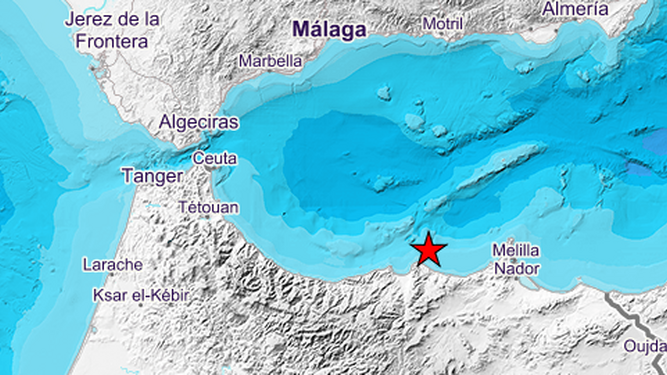 Epicentro del terremoto registrado en Marruecos este jueves.