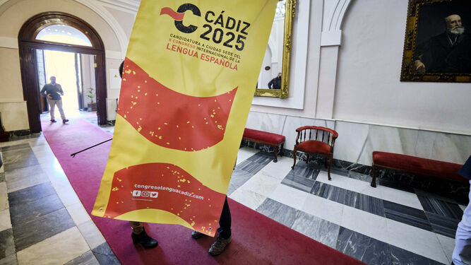 Un cartel promocional de la candidatura de Cádiz al Congreso de la Lengua.