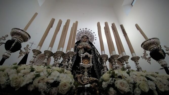 La Virgen de la Soledad, cuando fue trasladada recientemente al Castillo de San Romualdo con ocasión de su 275 aniversario.