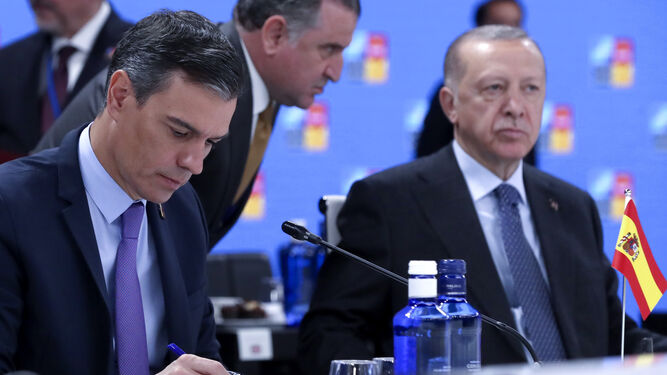 El presidente del Gobierno, Pedro Sánchez, en la segunda jornada de la cumbre de la OTAN que se celebra este jueves en el recinto de Ifema, en Madrid.