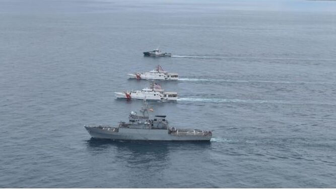 Las patrulleras que participaron en el adiestramiento en aguas del golfo de Cádiz.