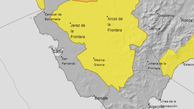 El mapa de aviso amarillo de la Aemet para este martes