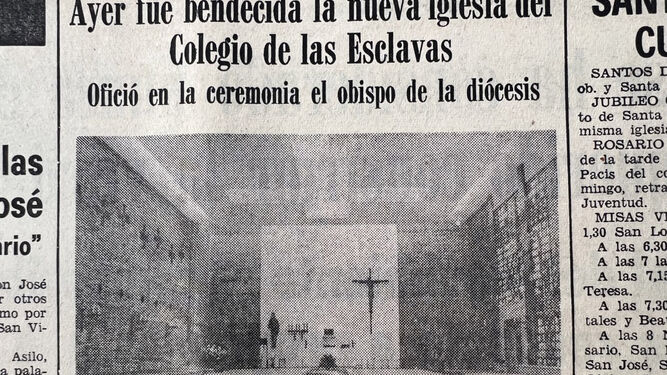 Recorte de ‘Diario de Cádiz’ del 19 de marzo de 1968, cuando se inauguró la iglesia que ha sufrido estos días el desgraciado derrumbe.
