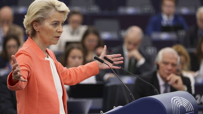 Úrsula Von der Leyen, durante su discurso en el Parlamento Europeo