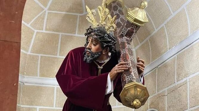 La imagen de Nuestro Padre Jesús Nazareno, en la Basílica de la Caridad de Sanlúcar.