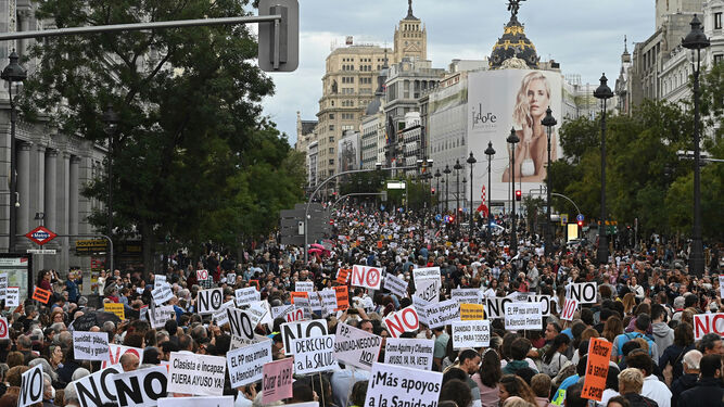 Protesta en defensa de la sanidad pública en Madrid.