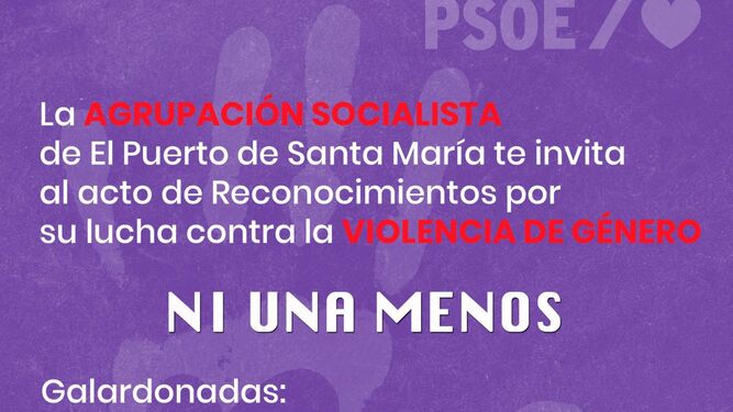El PSOE reconoce la labor de dos portuenses contra la violencia de género.