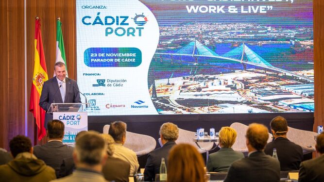 El presidente de Cádiz-Port, durante la presentación del foro