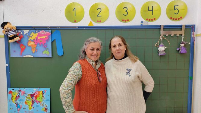 Loli Marín y Teresa Malo de Molina, en una de las aulas de Infantil del CEIP Reggio
