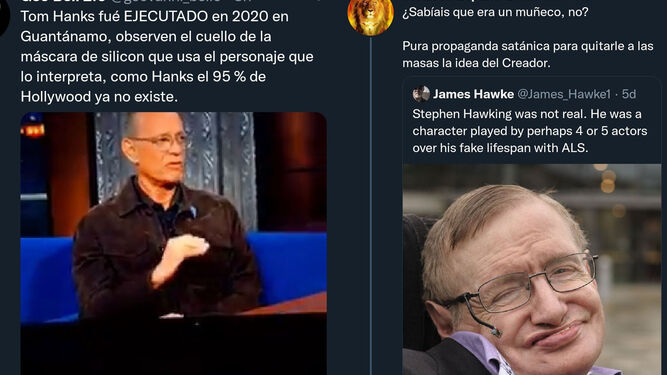 Stephen Hawking muñeco y Tom Hanks ejecutado