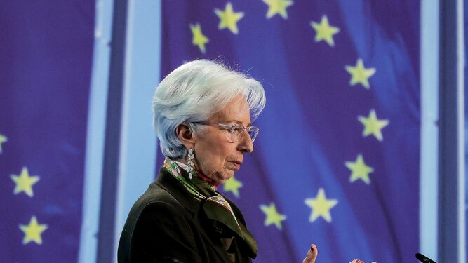 Christine Lagarde, en la rueda de prensa posterior a la reunión del BCE