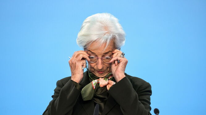 Christine Lagarde, en la rueda de prensa posterior al Consejo de Gobierno del BCE