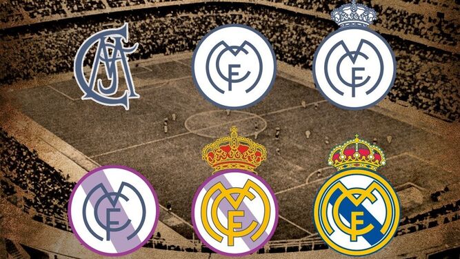 La evolución de escudo del Real Madrid a lo largo de su historia.