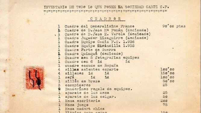 Inventario del Cádiz CF en los años 40