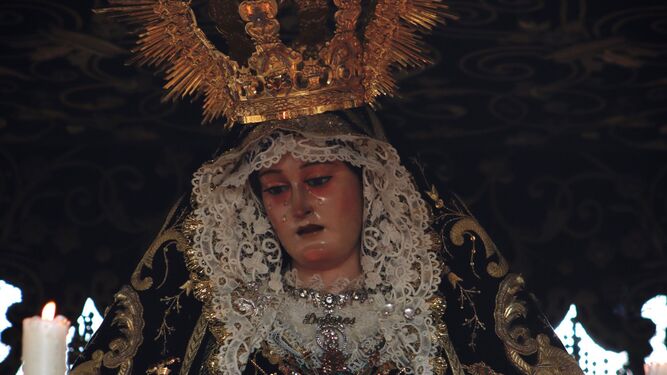 La Virgen de los Dolores de Servitas e su salida procesional de 2023.