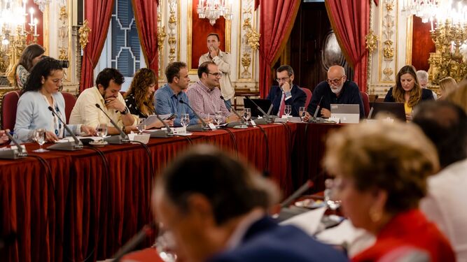 Imagen del pleno con diputados del PP, Adelante, La Línea 100x100, Cs y el PSOE.
