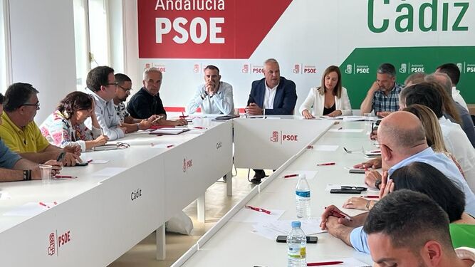 Un momento de la Ejecutiva Provincial del PSOE celebrada este martes.