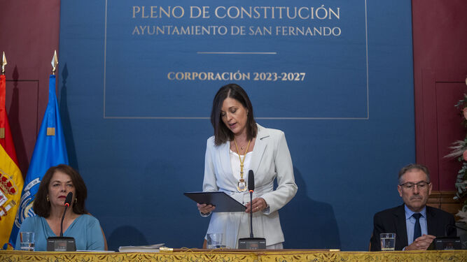 La alcaldesa de San Fernando, Patricia Cavada, durante su investidura en el pasado mes de junio.