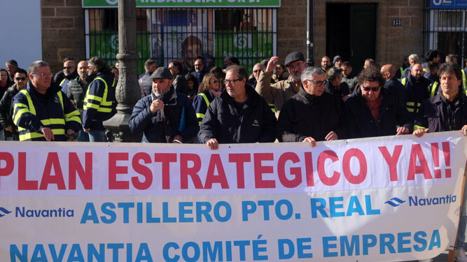 Una protesta de los trabajadores de Navantia Puerto Real