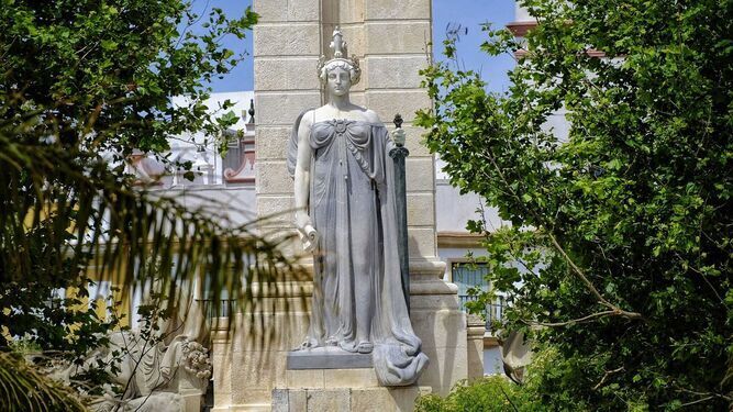 Una imagen del monumento a las Cortes de Cádiz de la plaza España