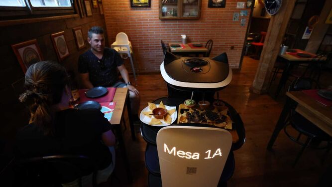 Otra imagen del primer robot camarero de Jerez.