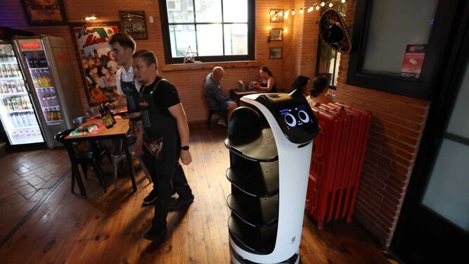 Otra imagen del robot en el restaurante 'Mamalupe'.