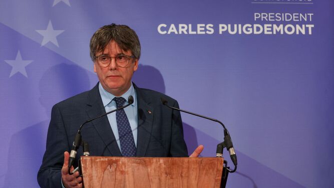 El ex presidente catalán Carles Puigdemont este mates en Bruselas.