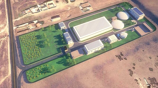 Una representación virtual de la futura estación depuradora de aguas residuales de Barbate y Zahara de los Atunes.