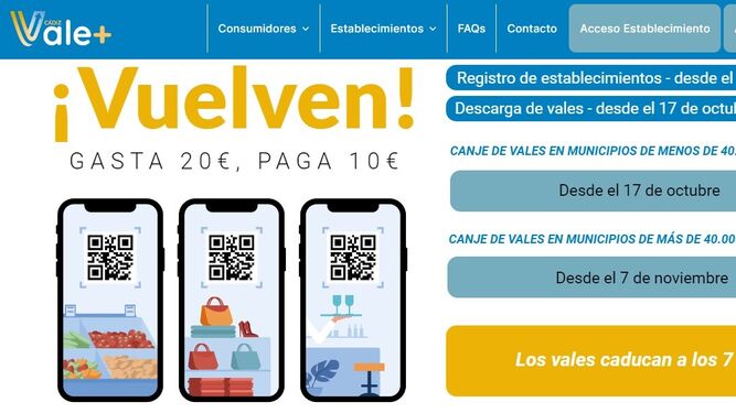 La web de Cádiz Vale Más 2023.
