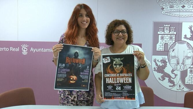 Nazaret Ramírez y Pilar Rosendo en la presentación de los actos de Halloween
