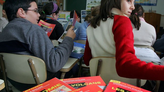 Un aula de francés en un colegio andaluz.