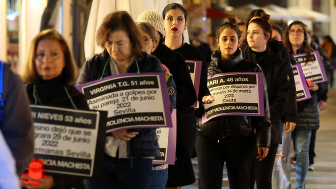 Una manifestación contra la violencia de género en Jerez.