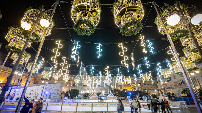 La plaza de San Antonio de Cádiz, en la Navidad de 2022
