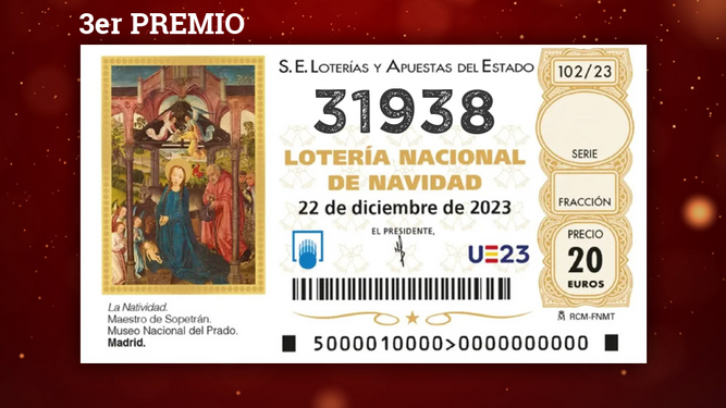 31.938, tercer premio de la Lotería de Navidad 2023, pasa de largo de Cádiz