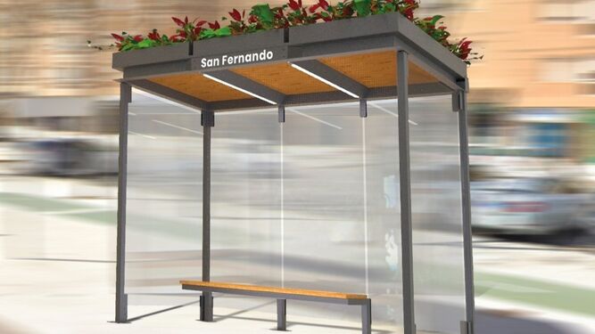 Diseño virtual de las nuevas marquesinas que el Ayuntamiento de San Fernando prevé instalar en la ciudad.