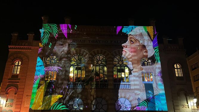 Una muestra de cómo será el video mapping de Carnaval en las puertas del Teatro Falla