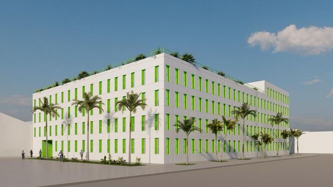 Así será la futura residencia de estudiantes de la Zona Franca de Cádiz.