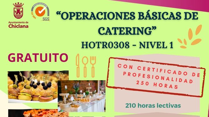 Cartel con información acerca del curso de Operaciones Básicas de Catering
