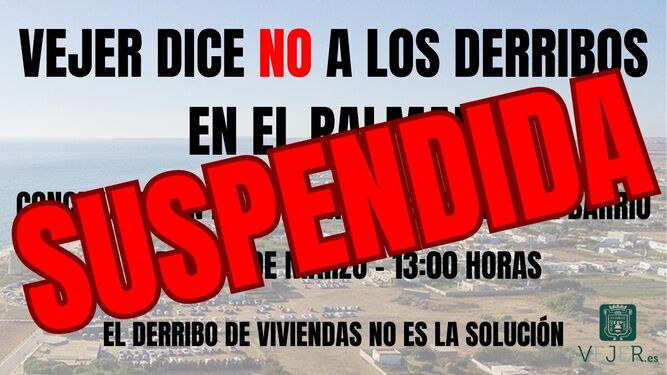 Anuncio de la suspensión de la concentración en El Palmar.