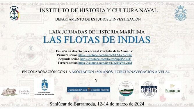 Cartel de las LXIX Jornadas de Historia Marítima de la Armada en Sanlúcar.