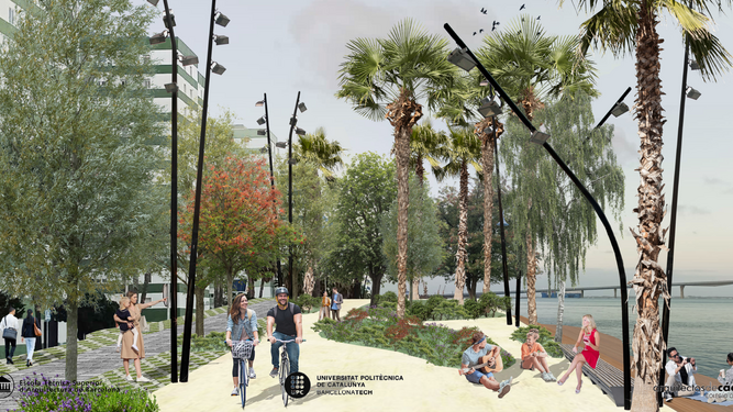 Proyecto de la Escuela de Arquitectura de Barcelona para el paseo de la Bahía de Cádiz