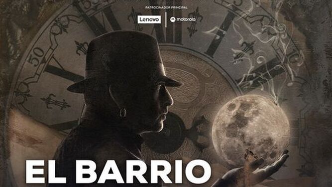 Cartel con el anuncio de los conciertos de El Barrio en Concert Music.