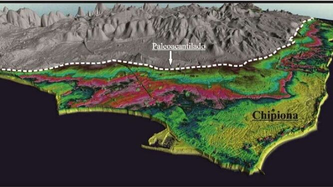 Modelo 3D de la costa gaditana en el Pleistoceno.